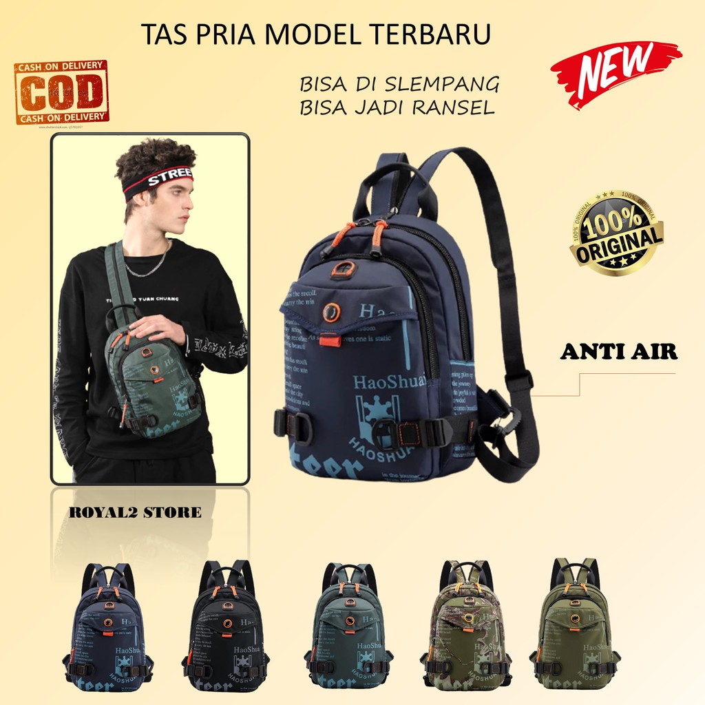 Tas Selempang Pria Tas Ransel Terbaru 2021 Keren Gaul Elegan Import Multifungsi 25122 - BIRU