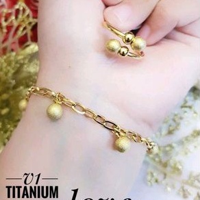 Titanium Set Perhiasan Wanita Boba Gold 278225