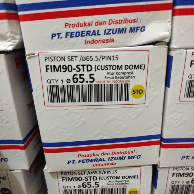 Piston Kit FIM FIM90 Custome Dome Mentahan 65.5 66 66.5 67 67.5 68 Pin 15 GL Megapro Tiger CBR Mio-65.5