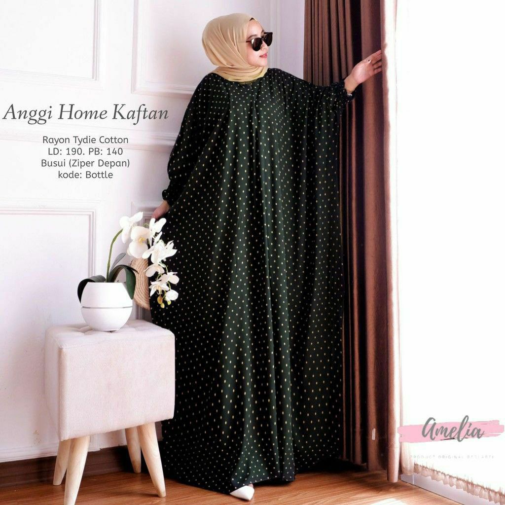 Kaftan Keisha - Kaftan Wanita Jumbo Katun Rayon  Busui Daster Polkadot Bigsize Fashion Kekinian LD 190 cm