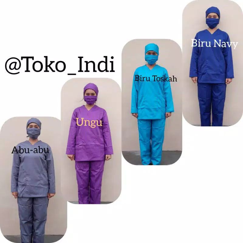 Baju OKA Lengan Pendek / Baju Jaga / Bahan American Drill / OK Bidan Perawat Dokter bisa Bordir