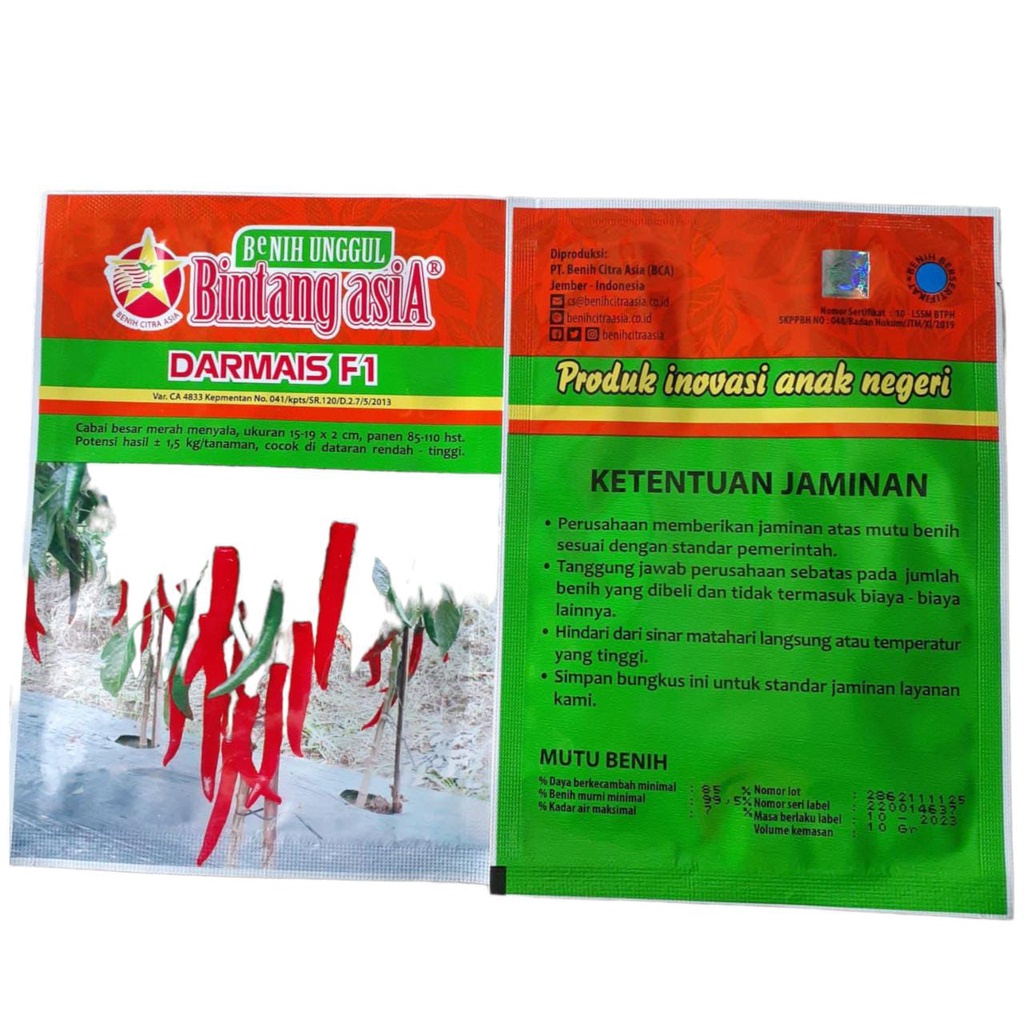 Benih Bibit DARMAIS 10 Gr CABAI MERAH BESAR Bintang asia 100% Original