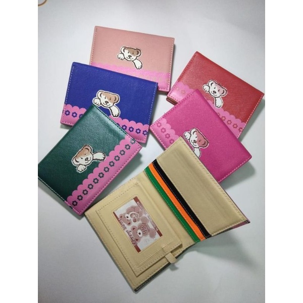 dompet wanita modern lipat 2 motif beruang