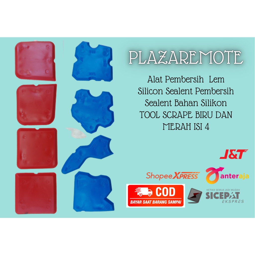 Alat Pembersih  Lem SCRAPER Silicon Sealent Pembersih Sealent Bahan Silikon TOOL SCRAPE BIRU DAN MERAH ISI 4