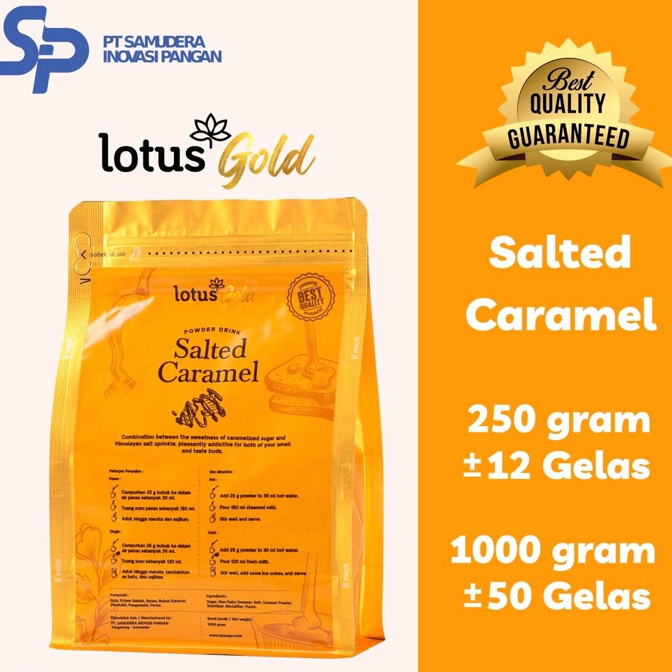 

Lotus Gold Premium Salted Caramel Powder - Bubuk Minuman Rasa Salted Caramel Premium