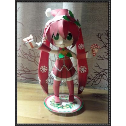 DIY Miniatur Papercraft Miku Kostum Santa Christmas  B