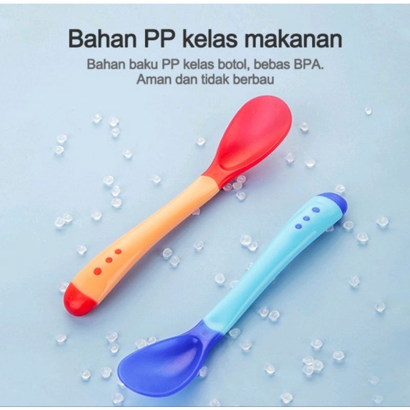 SENDOK MAKAN BAYI SENSOR SUHU PANAS / SENDOK GARPU BAYI SILIKON / SENDOK MAKAN BAYI SILIKON / BABY SPOON SILICONE BPA FREE