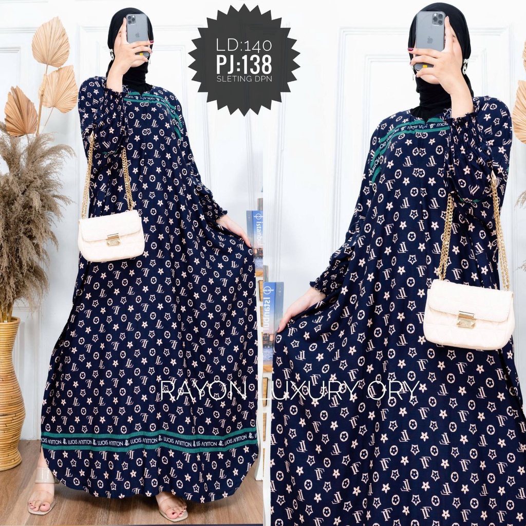 KAFTAN MADINA JUMBO GAMIS RAYON PREMIUM LONG DRESS BATIK BIG SIZE BAJU MUSLIM WANITA BUSUI KELELAWAR