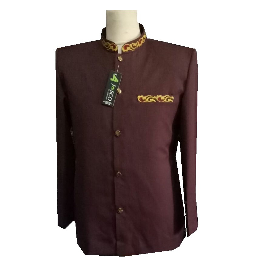 TERBARU Jasko Tasik Motif Saku Kerah SK 01 Marun Jas TERBARU Jasko Tasik Motif Saku Kerah SK 01 Marun Jas