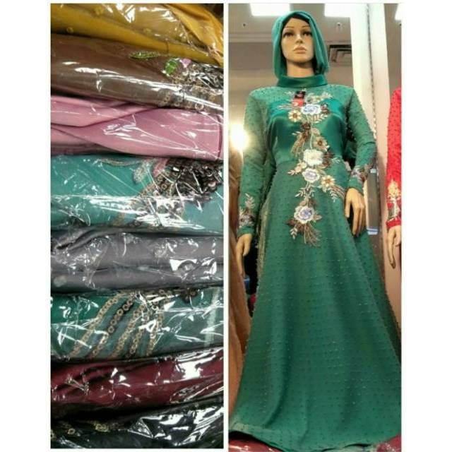 dress by DL, bahan bridail + organza dot