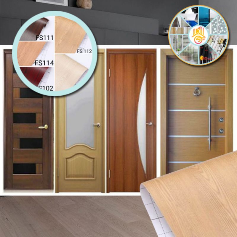 Stiker pintu rumah motif kayu / pintu kamar / pintu kamar mandi