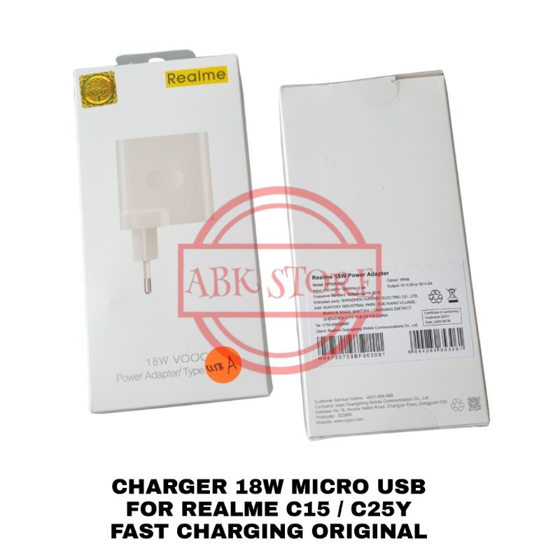 CHARGER 18W REALME C15 - C25Y MICRO USB FAST CHARGING ORIGINAL