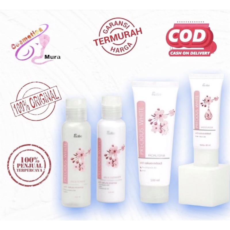 Fanbo Precious White With Sakura Extract Series (Milk Cleanser/Facial Foam/White Moisturizer)