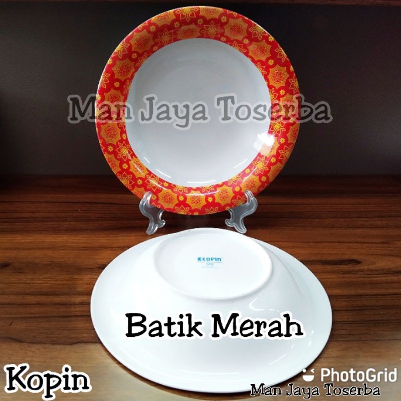 Piring Makan Keramik Omega Kopin Motif Batik Merah