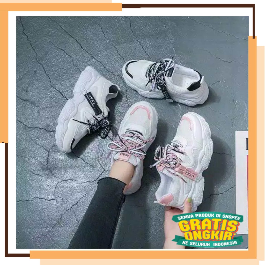 Kets biru merah hitam pink fushia tosca tua muda kuning / TIKTOK - D5073 SEPATU T-BAO - Sepatu Olahr