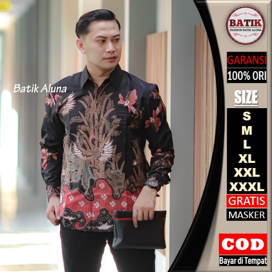 Batik pria lengan panjang Kemeja Atasan Baju batik pria laki laki lengan panjang premium cowok solo