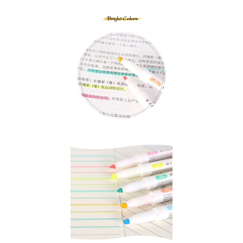 25 Pcs / Set Pena Highlighter Fluorescent Kepala Ganda Untuk Alat Tulis Notebook