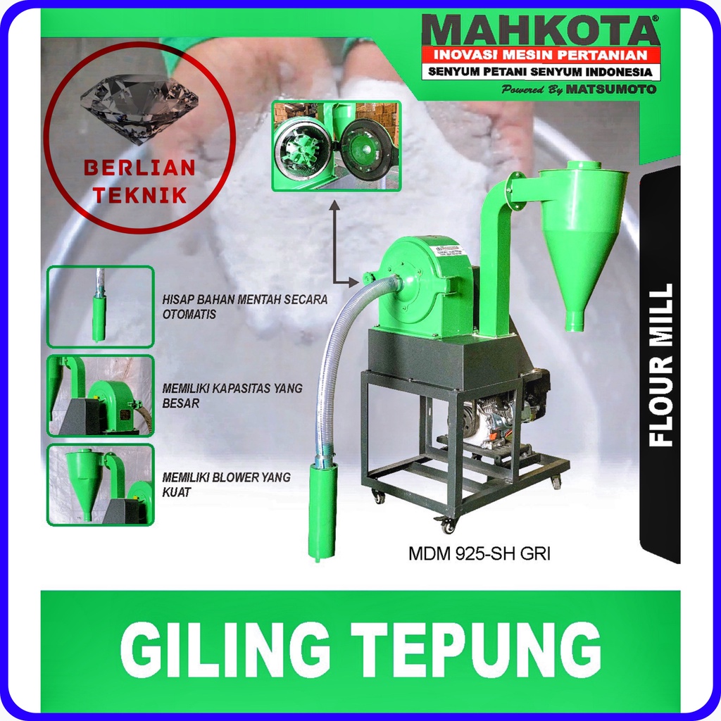 Gilingan Tepung Disk Mill Penepung Otomatis Mahkota MDM 9-25 SH GRI