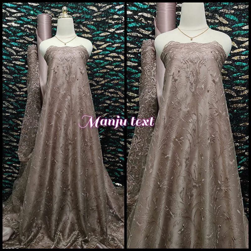 PROMO !! Kain - bahan Tile Renda mutiara / cocok untuk dress gaun seragaman dll TERBARU