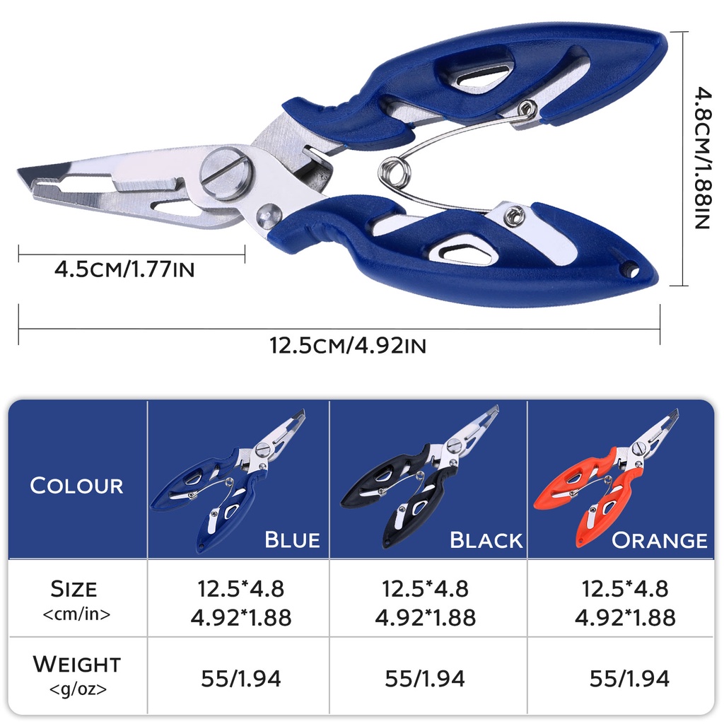 Tang Memancing Ikan Tang Rilis Memancing Gunting Ikan Mulut Penjepit Mulut Ikan Pegangan Besi tahan karat Rahang Menangani dengan Pemotong Kabel Kompak Ukuran