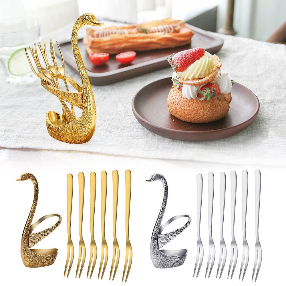 Solighter Swan Tempat Sendok Garpu Cygnus Peralatan Kopi Pesta Pernikahan Stainless Steel Peralatan Makan Set