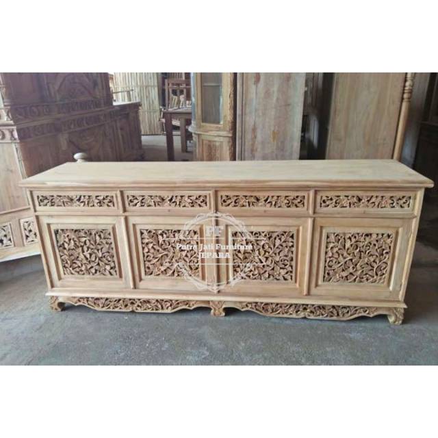 Bufet Jati Full Ukir - Meja Tv Panjang - Bivet Penyekat Khas Jepara