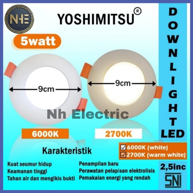 Led Ceilling Lamp 5Watt IB Kuning Yoshimitsu - Downlight Spot 5 Watt Inbow Yellow Yoshimitsu Slim Tipis 2,5Inc