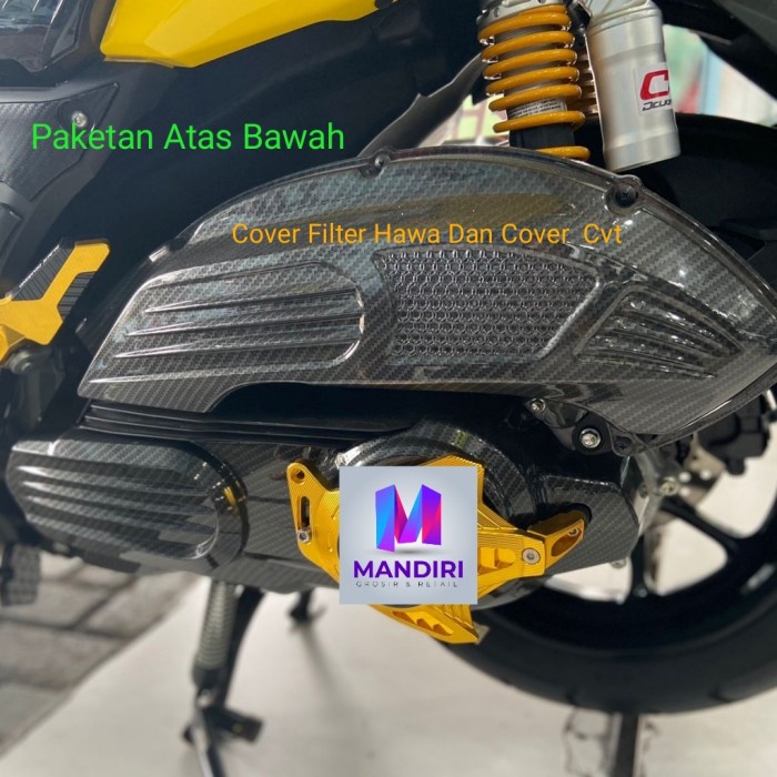 Tutup Cover Filter Hawa Dan Cover Mesin CVT Nmax 2020/2021 Carbon MHR