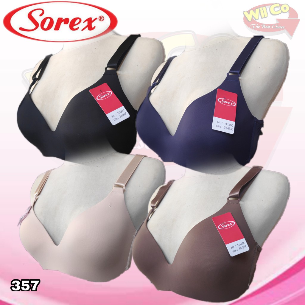 K357 - BRA WANITA SOREX BUSA TIPIS TANPA KAWAT CUP BESAR 36C - 42C  TIGA PENGAIT