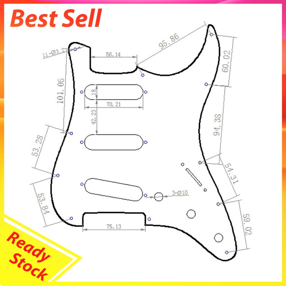 3ply Sss 11 Lubang Strat Pickguard Untuk Gitar Elektrik Fd (All)