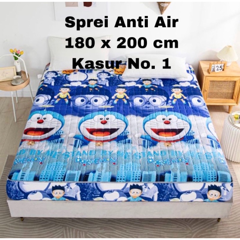 SPREI WATERPROOF UKURAN 180X200X25cm / SPREI ANTI AIR-DORAEMON