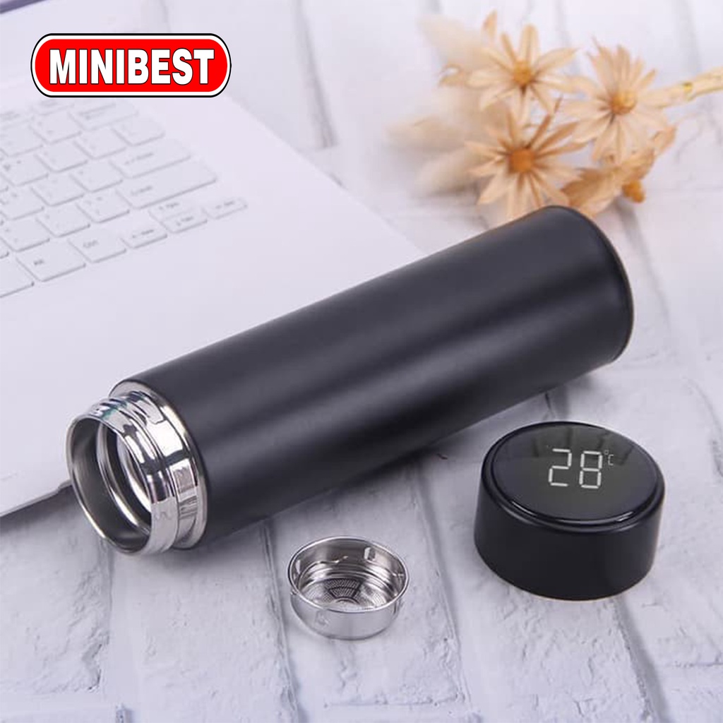 Minibest Termos Led Digital Display Suhu Temperatur Warna Doff Karet 500ml Tahan Panas Dingin Lama