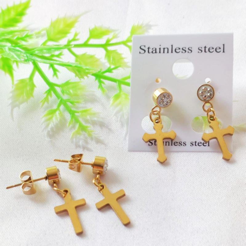 Anting Tusuk Permata Fashion Wanita Bahan Titanium Import Antikarat