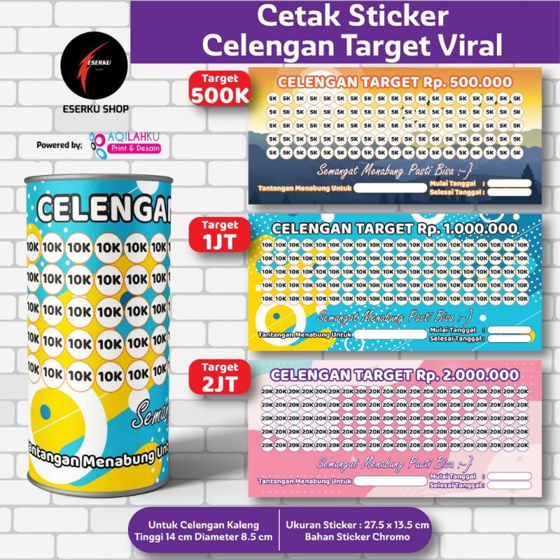 STIKER CELENGAN TARGET MURAH LABEL CELENGAN VIRAL TIKTOK MURAH CELENGAN VIRAL CELENGAN TIKTOK TABUNGAN BUKA TUTUP CELENGAN PERMANENT CELENGAN KALENG CELENGAN PLASTIK SMALL