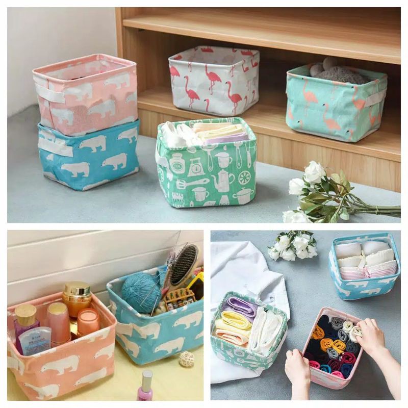 storage box/kotak penyimpanan organizer bahan kain kanvas serbaguna foldable