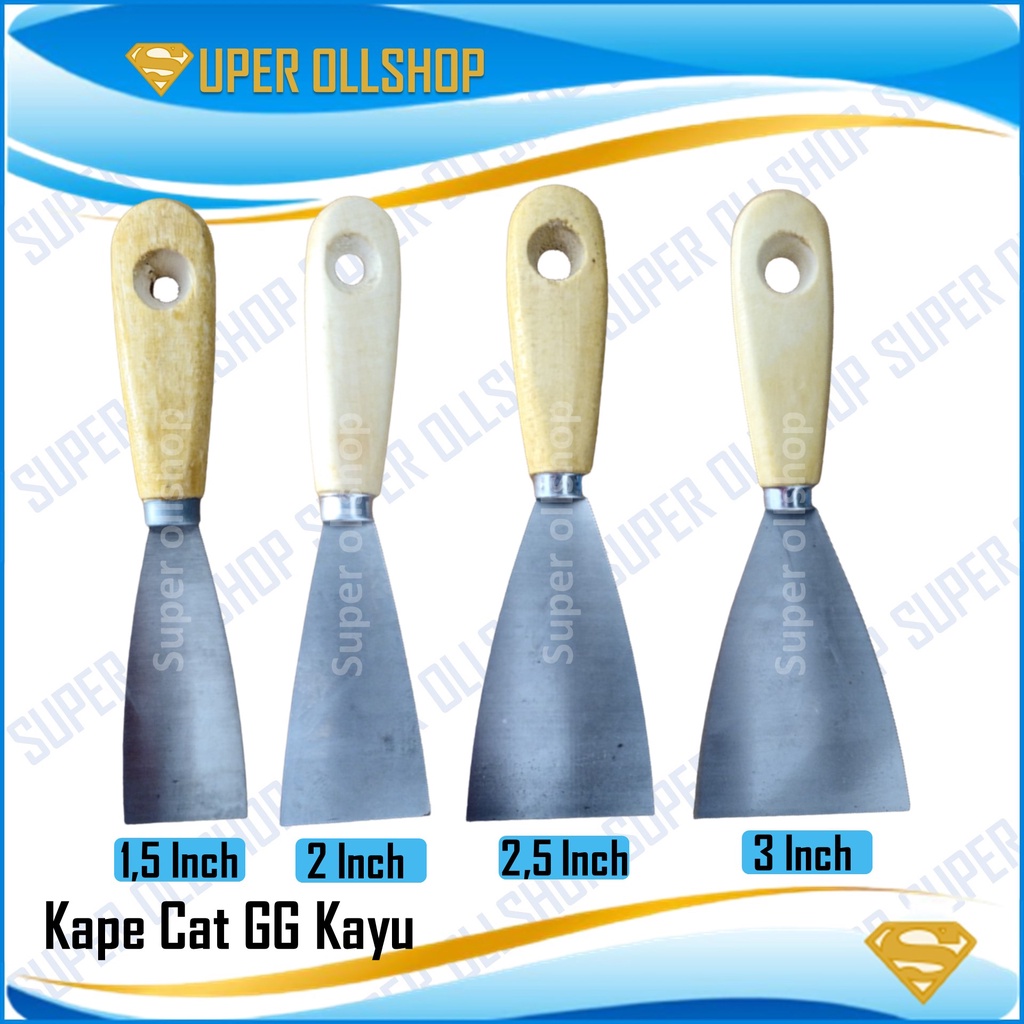 Kapi Cat Gagang Kayu / Kape Cat Kapi Plat Gagang Kayu Scraper Screper Skrap Sliper 1.5 Inch 2 Inch 2.5 Inch 3 Inch Murah