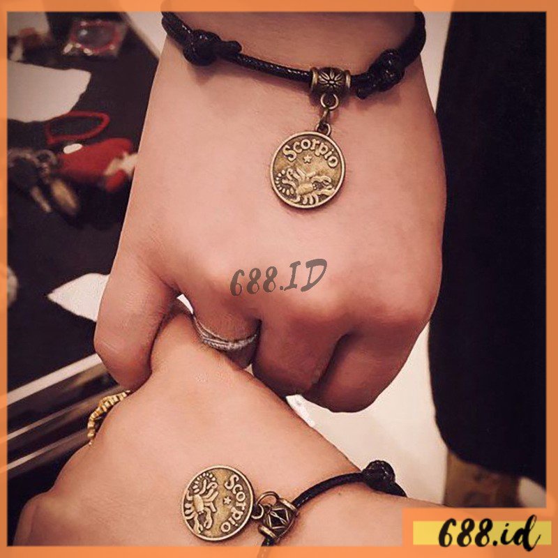 Gelang Zodiak Bulan Lahir untuk Wanita Pria Bahan Tali Model Korea Waterproof Anti Air Adjustable GL 45