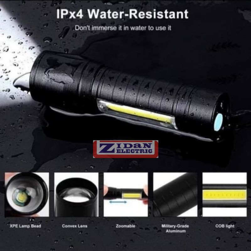 Senter Swat Mini Zoom LED USB Recharge / Senter Swat Police Mini Zoom LED