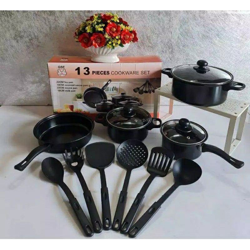 Cookware Set / Alat Masak 1 Set 13 Pcs / Panci Masak Set / 13 Pcs / Panci Serbaguna Lengkap Untuk Ma