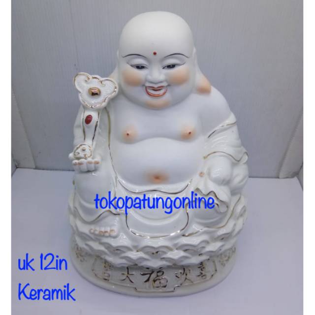 Patung Buddha Maitreya Milekfo Uk 12in Keramik