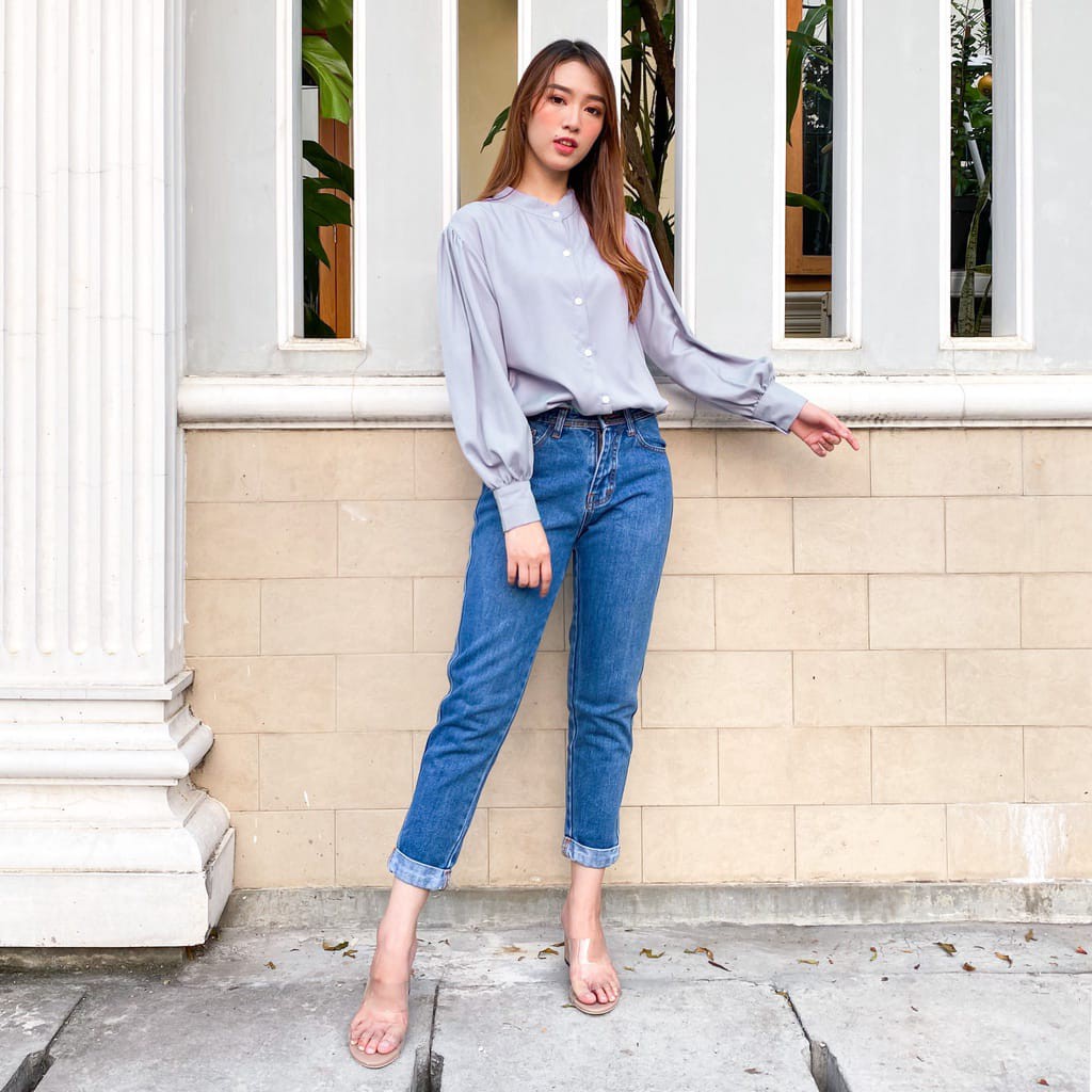 WANITA FASHION PEGGYA ATASAN KEMEJA WANITA BLOUSE-2