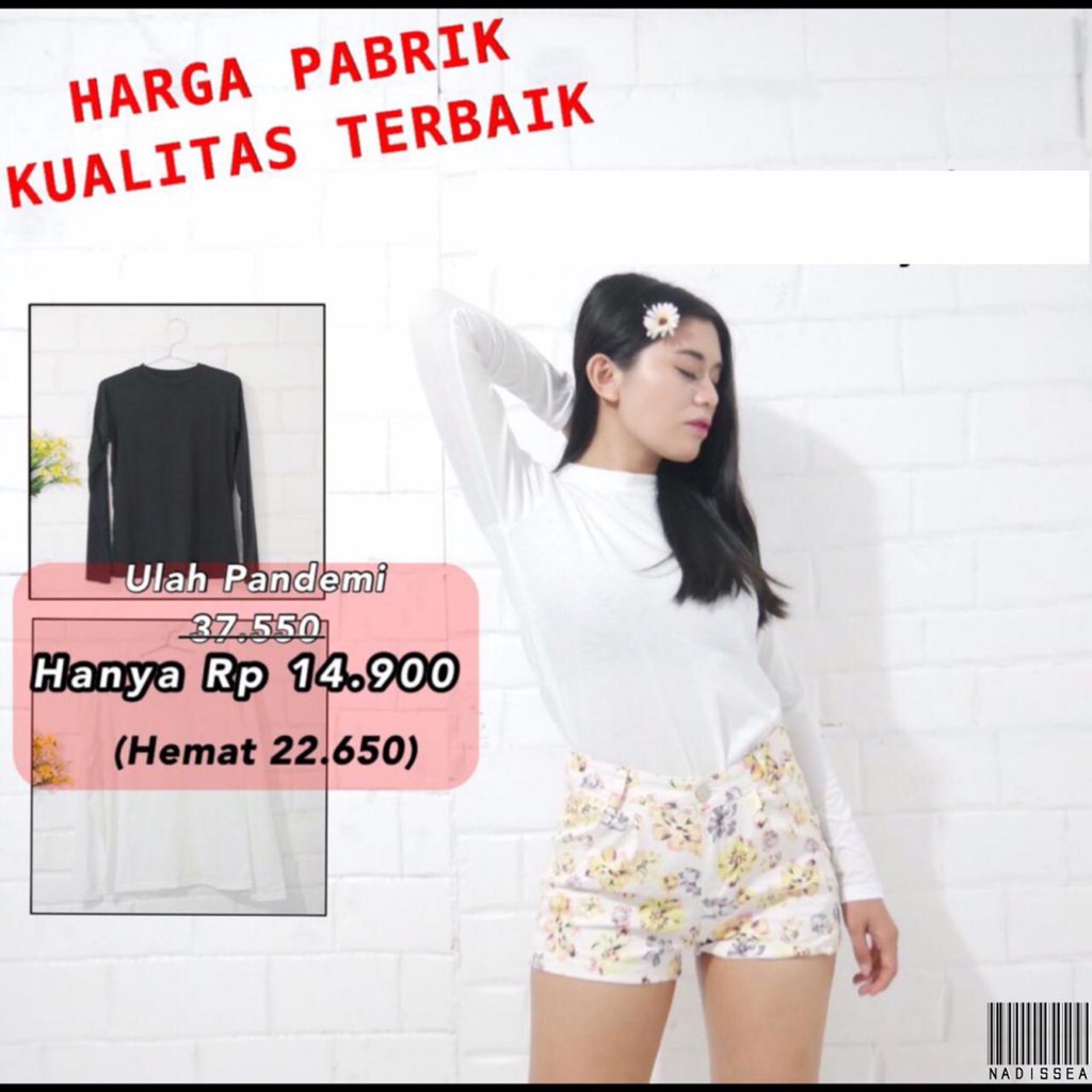 nadiSSE KAOS  POLOS  PUTIH  WANITA  LENGAN PANJANG  Shopee 