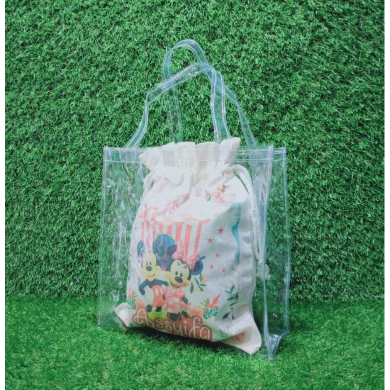 

P.25 T.25 L.10 TAS MIKA TEBAL TRANSPARANT / BISA BELI SATUAN / TAS MIKA PVC / TAS ULTAH SOUVENIR