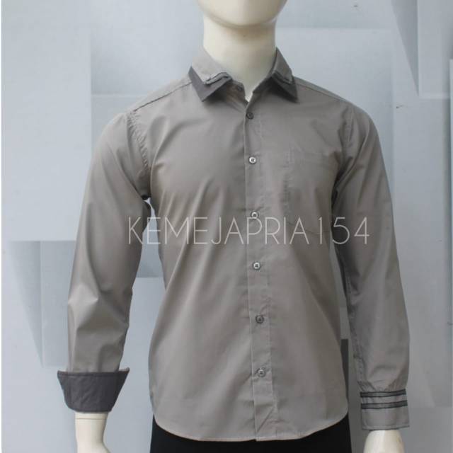 KEMEJA PRIA | LENGAN PANJANG | ABU | PREMIUM