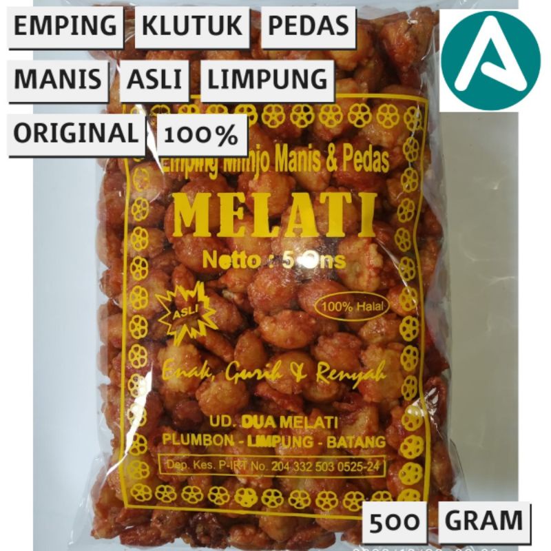 

Emping Kletuk Mlinjo Pedas Manis Merk "Melati" 500 gram Khas Limpung Batang