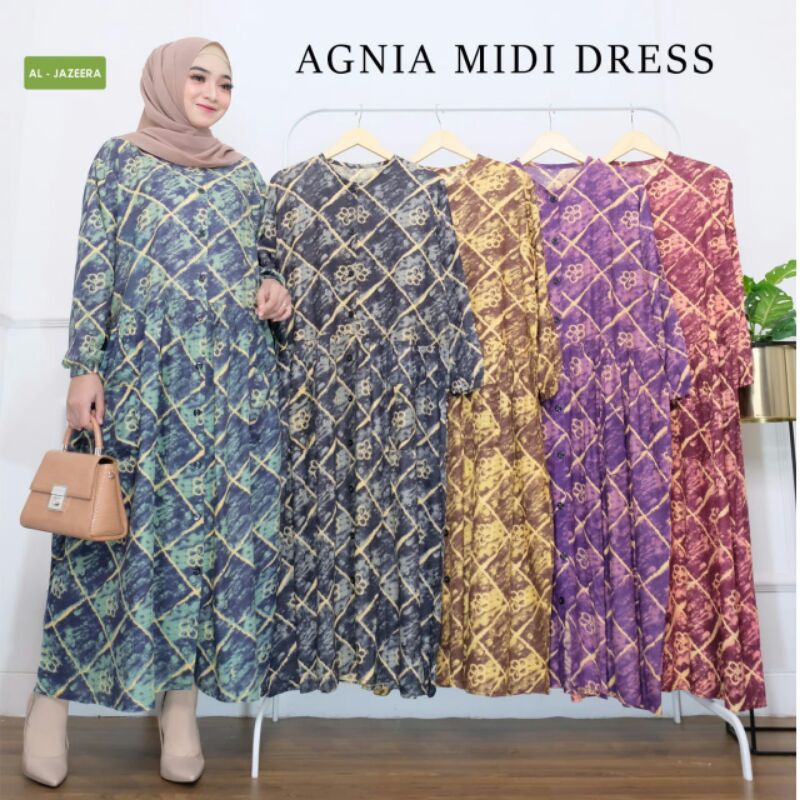 AGNI MIDI DRESS rayon