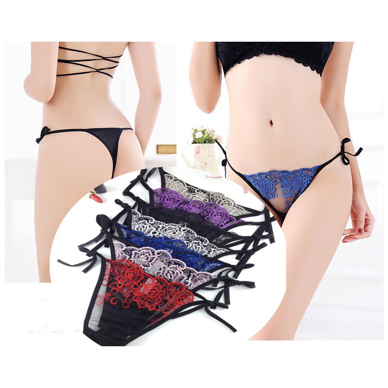 Celana dalam seksi tali bahan Renda G String Wanita Motif  thong c152