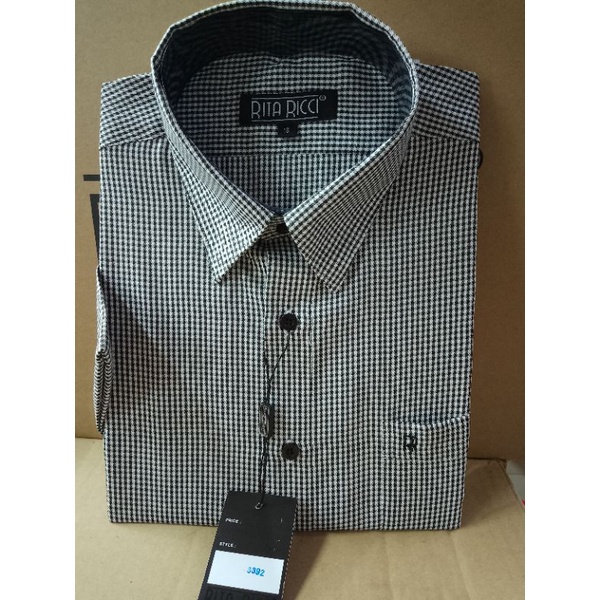 KEMEJA RITA RICCI MOTIF KOTAK KECIL LENGAN PENDEK REGULER