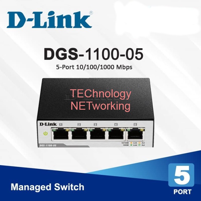 D-Link DGS-1100-05 : DLink 5 Port Gigabit Smart Managed Switch