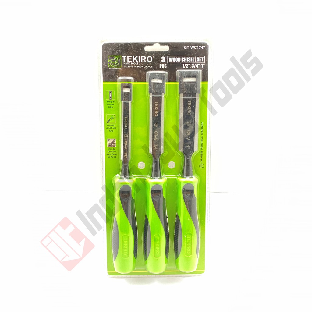 TEKIRO GT-WC1747 Wood Chisel Set 3 Pcs - Tatah Pahat Kayu Set 3 Pcs